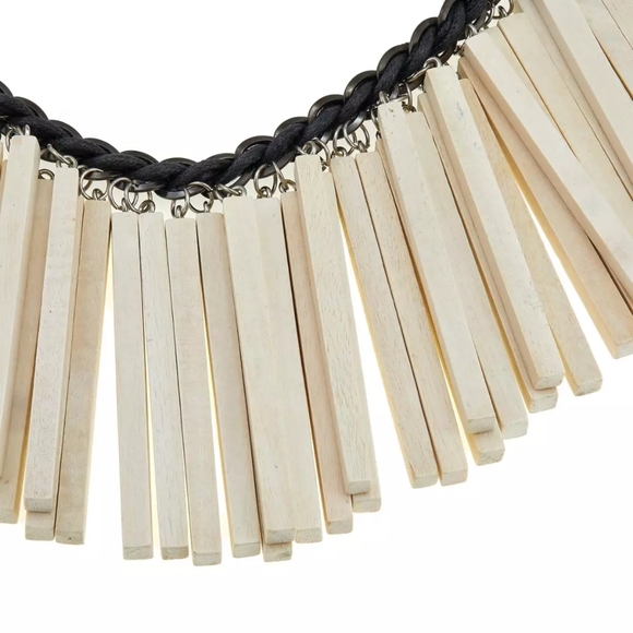 Rara Avis by Iris Apfel Wood Stick 22" Bib Necklace - Natural Color - New - Picture 2 of 9